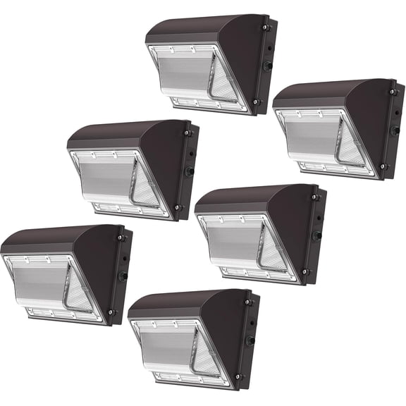 6Pack 240W LED Wall Pack Light with Photocell, 36000LM 5000K IP65 Dusk to Dawn Outdoor Wall Mount Light
