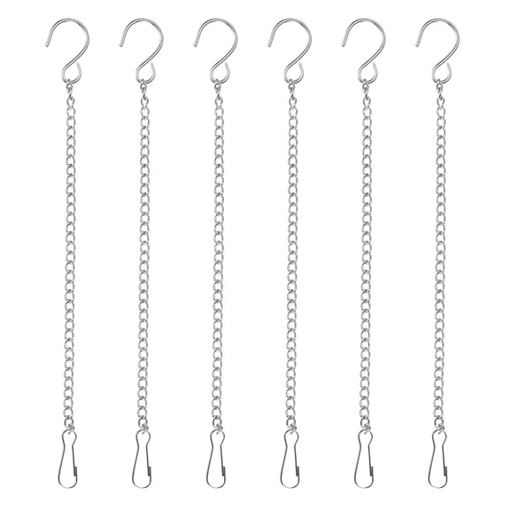 6Pack 25cm/9.8in Hanging Chain with Hooks for Bird Feeder Planter Lantern Silver