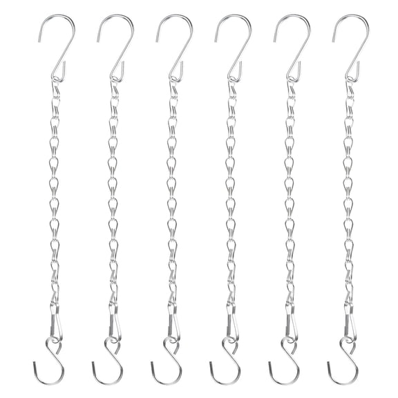 6Pack 29cm/11.4in Hanging Chain for Bird Feeder Planter Lantern, Silver