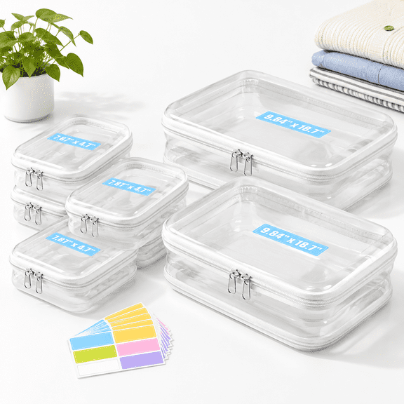 6Pack(2M+4S) Hard Shell Zippered Organizer Cases 2 Size Multi-Purpose Storage