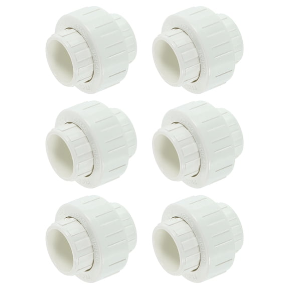 6Pack 3/4" Union Coupling Pipe Fitting (Socket x Socket), Union Coupling Adapter, Schedule 40 EPDM O-Ring for Irrigation, Pool System, Indoor Plumbing Project (White)