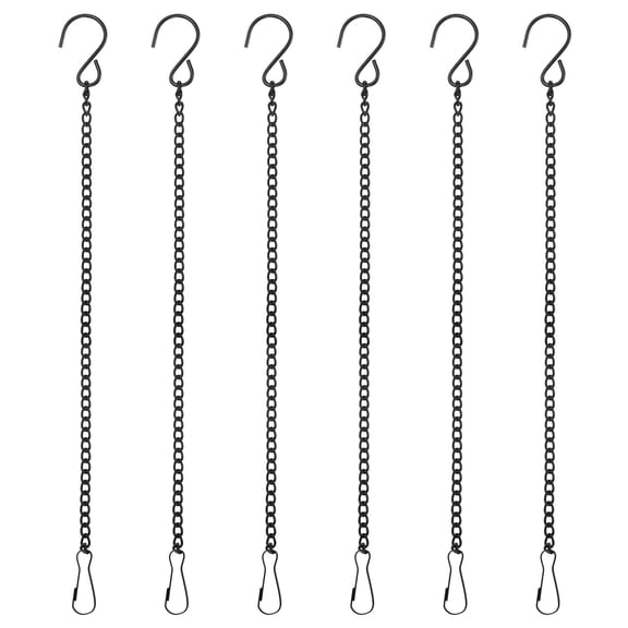6Pack 30cm/11.8in Hanging Chain with Hooks for Bird Feeder Planter Lantern, Black