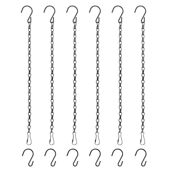6Pack 33cm/13in Hanging Chain with Hooks for Bird Feeder Planter Lantern, Black
