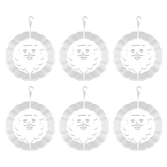6Pack 8 Inch Sublimation Wind Spinner Blanks Father Christmas Wind Spinners Hanging Wind Spinners for Outdoor Garden