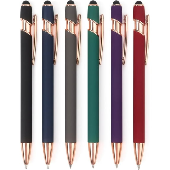 6 /8 Pack Ballpoint Pen 2-in-1 Stylus Retractable Ballpoint Pen with Stylus tip, Metal Stylus Pen for Touch Screens, 1.0 mm Black Ink