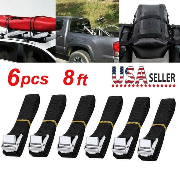 6Pack 8FT Tie Down Straps Ratchet Belt Luggage Bag Cargo Lashing Strap w/Buckle
