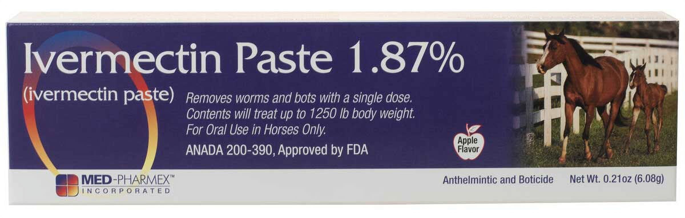6Pack Apple Horse Dewormer 1.87 controls bots, large strongyles, small