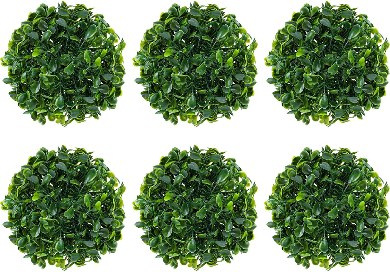 6Pack Artificial Plant Topiary Ball Faux Boxwood Green Round Hanging Balls for Home Decor, 5in