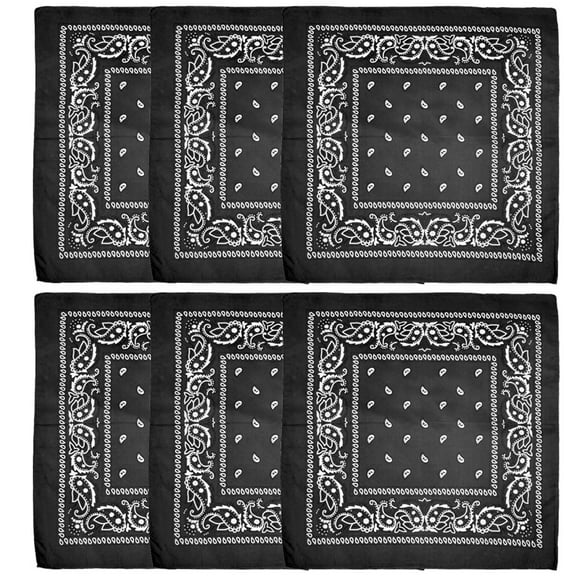 6Pack Bandana Pack Rainbow Bandana Polyester Bandanas for Men & Women Paisley Cowboy Bandana Handkerchiefs for Hair 54x54cm