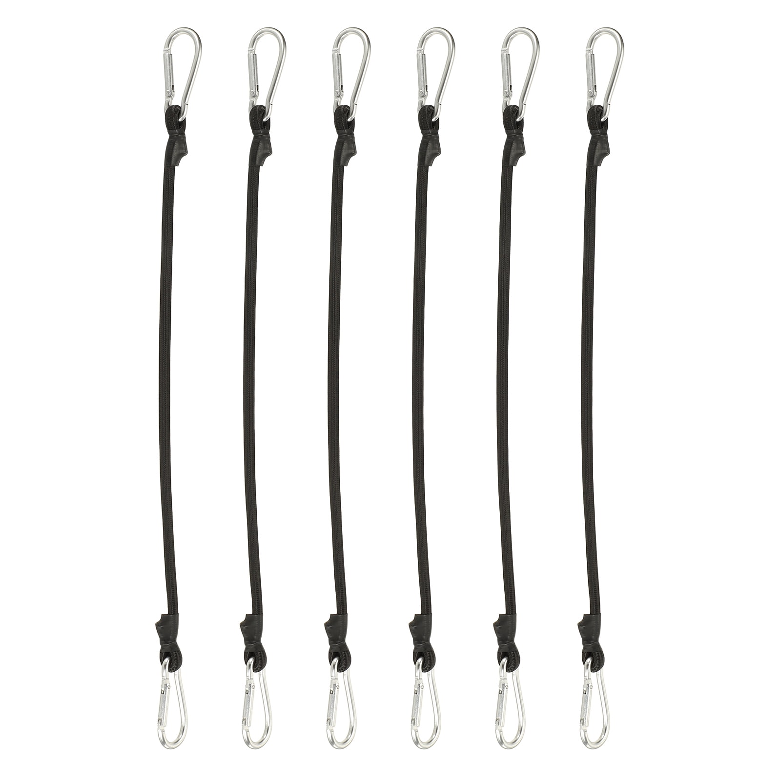 6Pack Bungee Cords with Hooks, 19.7" Heavy Duty Rubber Bungee Straps Outdoor Elastic Ropes for Securing Bike Tarps Luggage Tents, Black