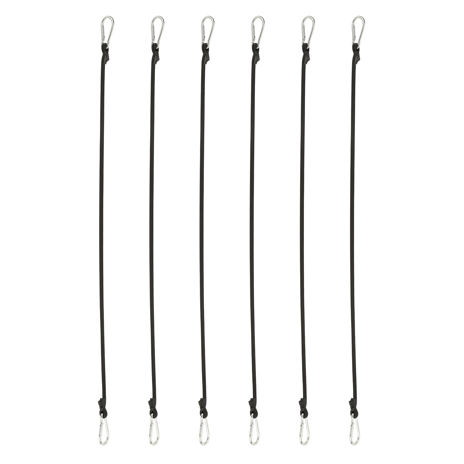 6Pack Bungee Cords with Hooks, 39.4" Heavy Duty Rubber Bungee Straps Outdoor Elastic Ropes for Securing Bike Tarps Luggage Tents, Black