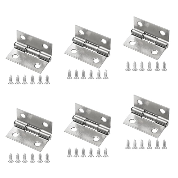 6Pack Butt Hinge 1 Inch Mini 304 Stainless Steel Small Cabinet Folding Craft Hinges With Mounting Screws for Boxes Gate Drawer