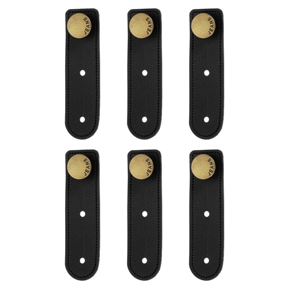 6Pack Button Extenders for Pants, Faux Leather Extenders (Black, 3.5x1inch)