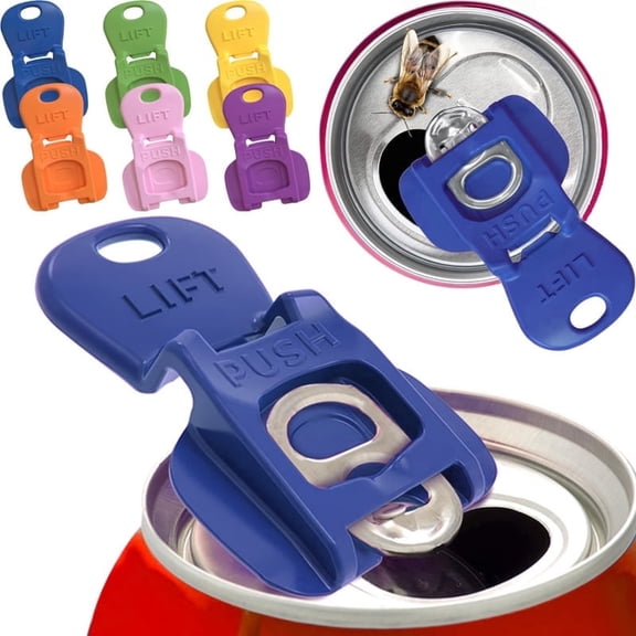 6Pack Can Opener Easy Open Drink Tab Toppers&Can Covers for Soda, Beer, Coke Shields From Bugs, Dust at the Party,Camping, BBQ– Colorful Can Lids