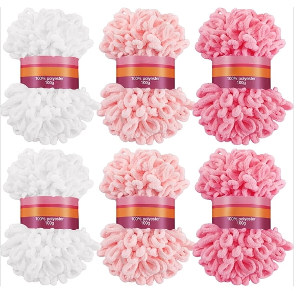 6Pack Christmas Loop Yarn Loop Yarn for Finger Knitting Soft Christmas Yarn No Need Hook Yarn Chunky Yarn 600g/6 Skeins Soft Yarn for Beginners Knitting No Needles Hooks Gift of Christmas