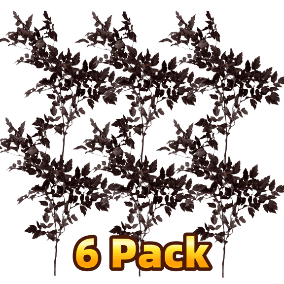 6Pack Cimicifuga Plant Leaf Spray Faux Plum Cimicifuga Ramosa Leaf Branch Faux Fall Spray Faux Silk Plants for Home Vase Wedding Garden Farmhouse Table Mantel Decor (17.7 Inches)