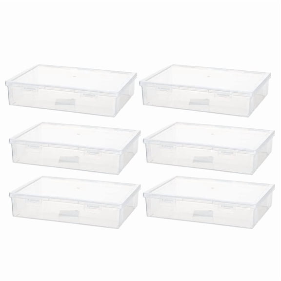 6Pack Clear Plastic Multipurpose Storage Boxes with Lids 7x9x2Inch, Craft Pencil Small Parts Organizer Case