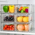 thumbnail image 2 of 6-Pack Clear Stackable Pantry Organizer Bins With Handles - Kitchen Cabinet Storage 2 of 11