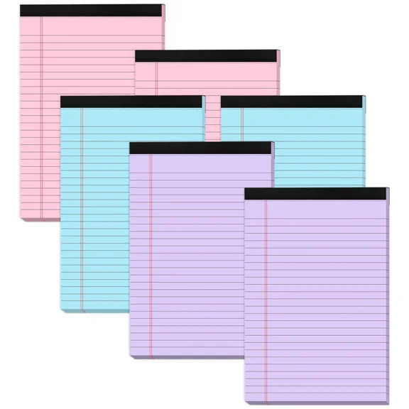 6Pack Colored Legal Pads 5x8 Small Note Pads Purple Pink Lined
