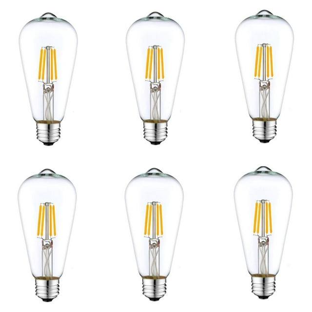 6Pack DC 12 Volt Light Bulb ST64 Soft White 2700k 4W LED Edison