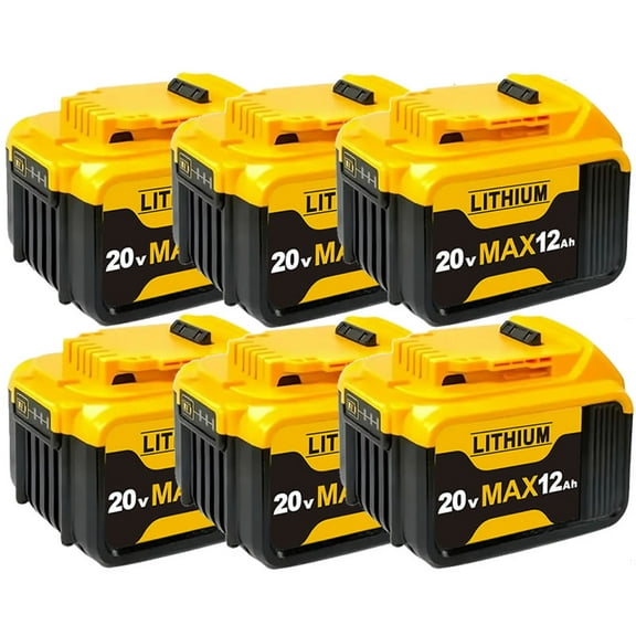 6Pack DW 20V 12Ah Lithium-lon Battery Replacement -Compact XR Design, High-Capacity Power,Compatiblewith DCB205 DCB200 DCB203 20-VoltCordless Power Tools, Long-Lasting , Reliable andDurableConstru
