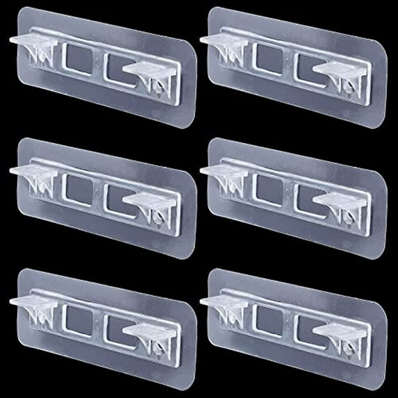 6Pack Double Row Adhesive Shelf Bracket Punch Free Shelf Support Peg Adhesive Shelves Clips Partition Bracket Holders