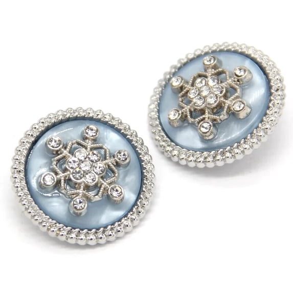 6Pack Elegant Coat Snow Metal Sewing Buttons For Clothing White Pink Blue Luxury Women Jacket Rhinstones Handmade Decorations, 25mm
