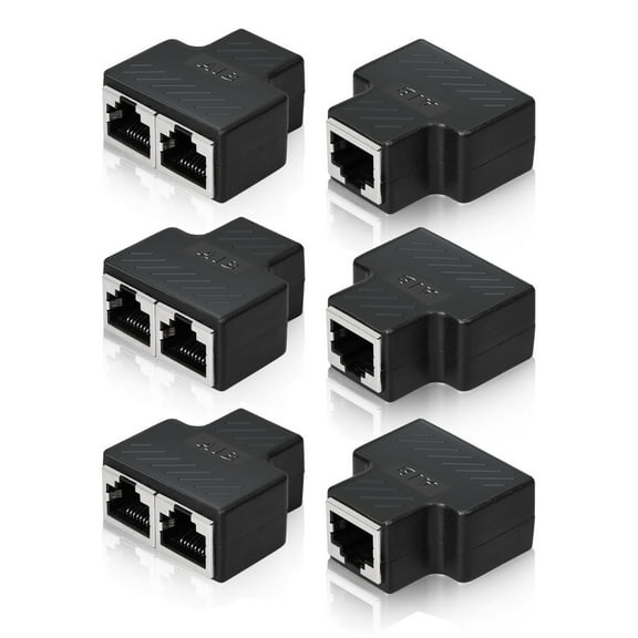 6Pack Ethernet Extender, Ethernet Cable Extender, RJ45 Coupler Female to Female Ethernet Adapter Extend Ethernet Cable Length for Cat7/ Cat6/ Cat5/ Cat5e (Black)
