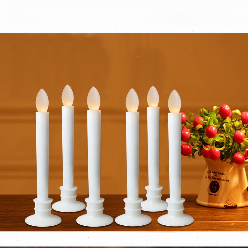 6Pack Flameless Taper Candles Battery Operated with Remote Timer, Flickering LED Candlesticks for Window Christmas Wedding Party Decor