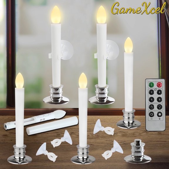 6Pack Flameless Taper Candles Led Light with Remote,Suction Cups and Timer, Window Candles for Christmas Wedding Party Home Table Decoration