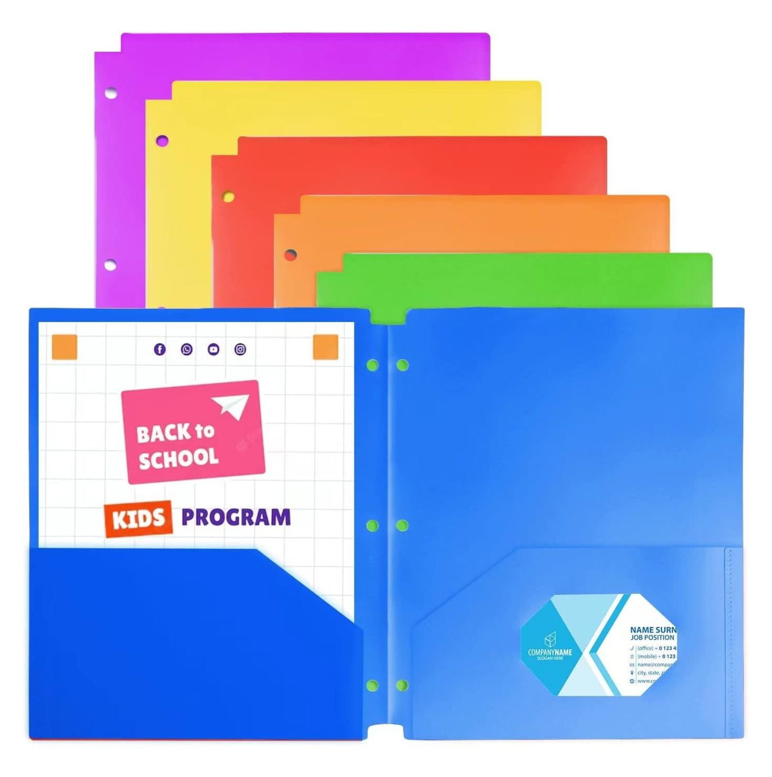 6Pack Folders with Pockets,Plastic 2 Pocket Folders, Pocket Folders ...