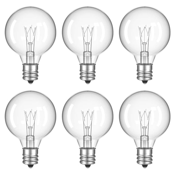 6Pack G40 clear tungsten wire bulb, high-pressure lamp string with bubble outdoor atmosphere waterproof glass, E12, 120V.