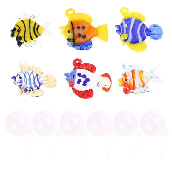 6Pack Glass Fish with Bubble, Display Aquarium Float Decoration for Living Space and Workplaces