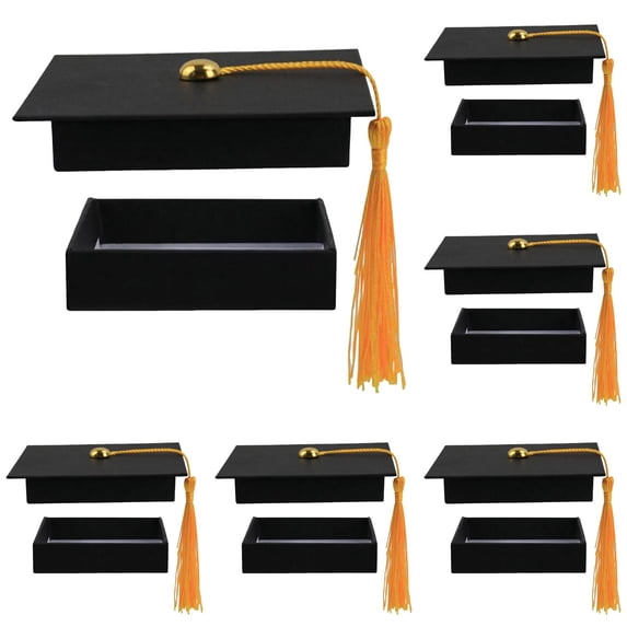 6Pack Graduation Gift Card Box Holder Cap Shaped with Tassel Grad Gifts Storage Graduate Present Boxes Holders for Graduations Party Supplies