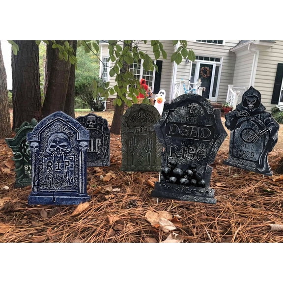6Pack Halloween Tombstone Gravestone Decor Graveyard Headstone Yard Sign Outdoor