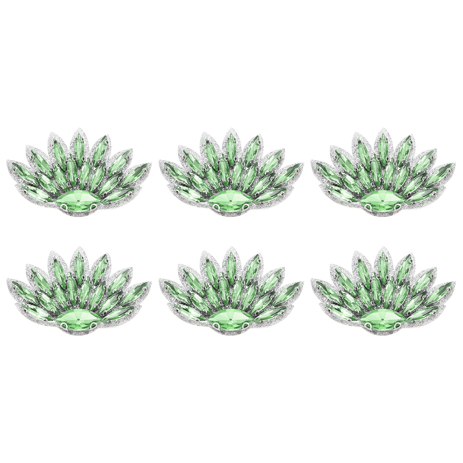 6Pcs Handmade Beaded Patches, Peacock Sew On Rhinestone Applique