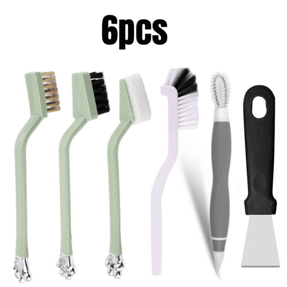 6Pack Kitchen Cleaning Brush Set,Deep Clean Gas Stove Brass Brush, Kitchen Sink Nylon Brushes,Cooktop Scraper,Stiff Bristles Rust Removing and Dust, Scrubber Brush for Range Hood Grease Grime