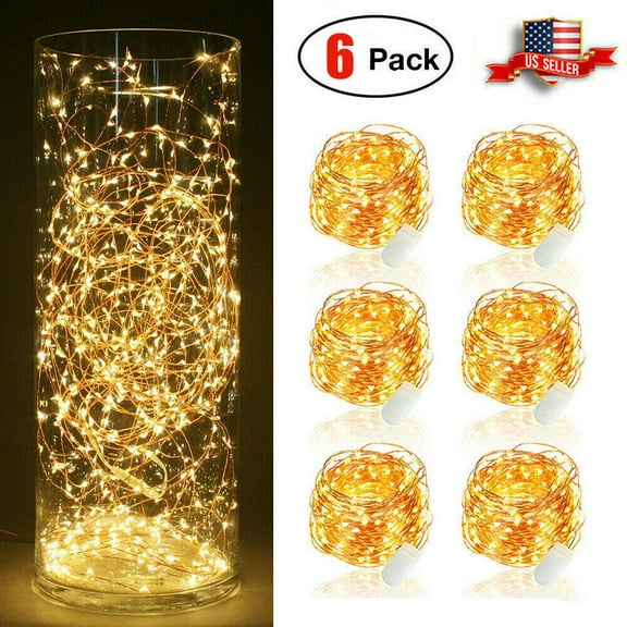 6Pack LED Fairy String Lights Starry Rope Copper Wire Christmas Party Decor 2M