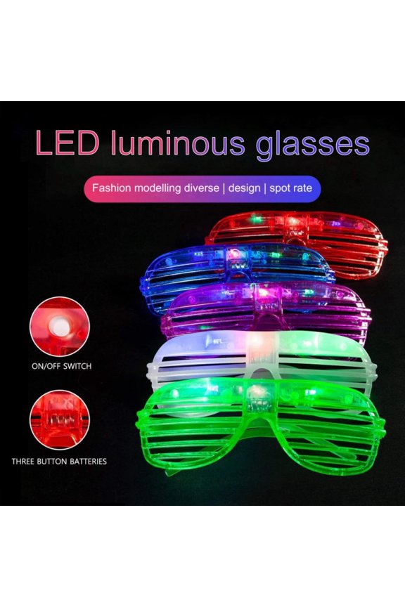 6Pack LED Shutter Shades Party Sunglasses 80s Retro Style for Props, Decorations, Costumes