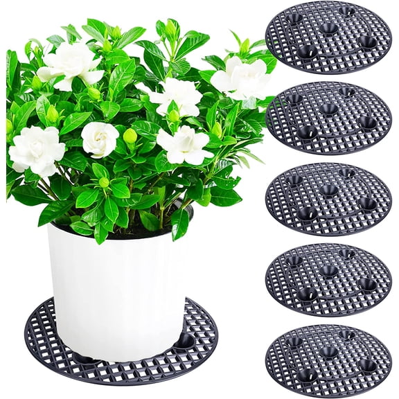 6Pack Large 15" Plant Level Pot Elevator, Heavy Duty Plant Stands, Plant Pot Saucer for Prevent Rot and Damage on Patio & Deck (40cm-6pcs, Black)