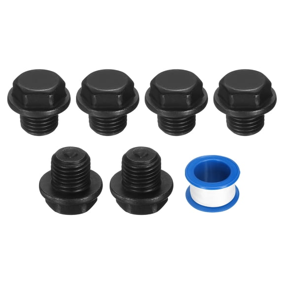 6Pack M14x1.5 Outer Hex Head Male Thread Socket Pipe Fitting Plugs, Carbon Steel Flange Engine Oil Drain Plug Fitting for Terminate Pipe Ends