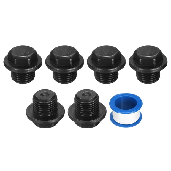 6Pack M16x1.5 Outer Hex Head Male Thread Socket Pipe Fitting Plugs, Carbon Steel Flange Engine Oil Drain Plug Fitting for Terminate Pipe Ends