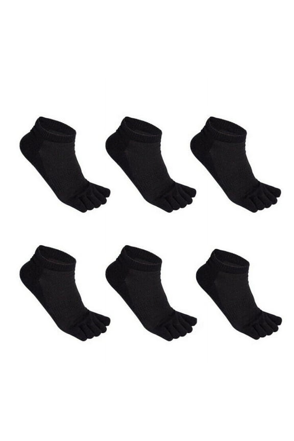 6Pack Men Cotton Toe Socks Five Finger Solid Sport Ankle Breathe Low Cut Classic