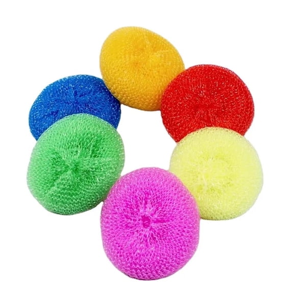 6Pack Mesh Scouring Ball Stretchable Dish Scrubber Scratch Free Kitchen Pot Pan Washing Cleaning Pad 3.54in