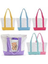 OLSUNOR 6Pack Mini Canvas Tote Bag with Pockets, 12oz Cotton Small Tote Bag with Zipper Reusable Grocery Shopping Bags for DIY