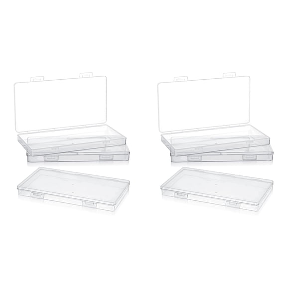 6Pack Mini Plastic Clear Storage Containers Box,Small Rectangle Empty Organizer Case with Hinged Lid for Collecting Bead