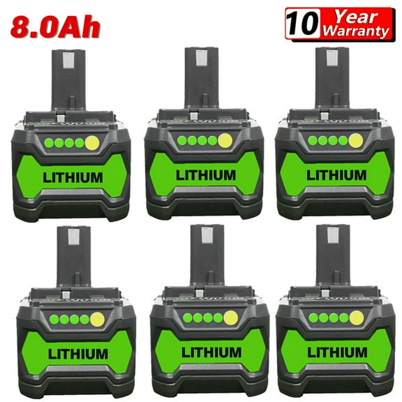 6Pack P108 18V 8.0Ah For Ryobi ONE Plus Battery Replacement P104 P122 cordless power tool Batteries