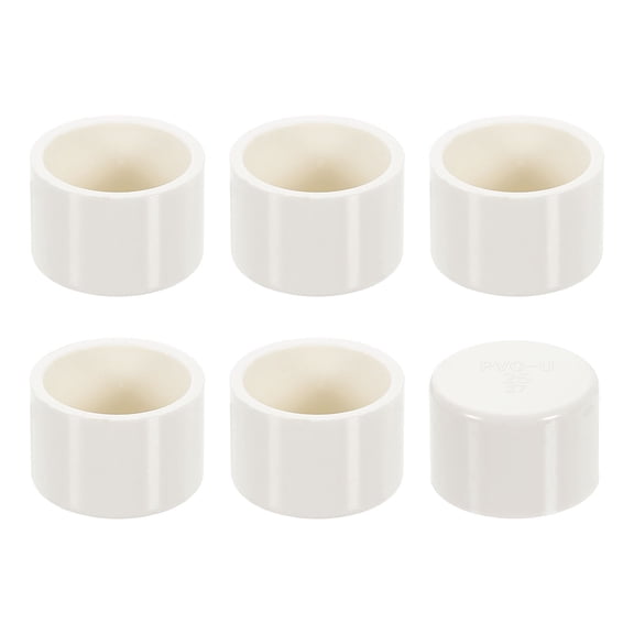 6Pack Pipe End Cap Fitting, 1" Furniture Grade Pipe End Cap Plug Adapter Pipe Plug Socket Fittings for Sewer Drain Pipe Connections, Garden DIY, White