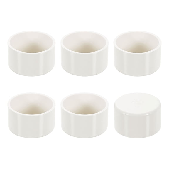 6Pack Pipe End Cap Fitting, 2" Furniture Grade Pipe End Cap Plug Adapter Pipe Plug Socket Fittings for Sewer Drain Pipe Connections, Garden DIY, White