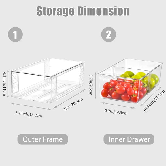 6Pack Pantry Organizers and Storage,Clear Stackable Kitchen Storage Organizer,Foods Organizer Bins with Handles